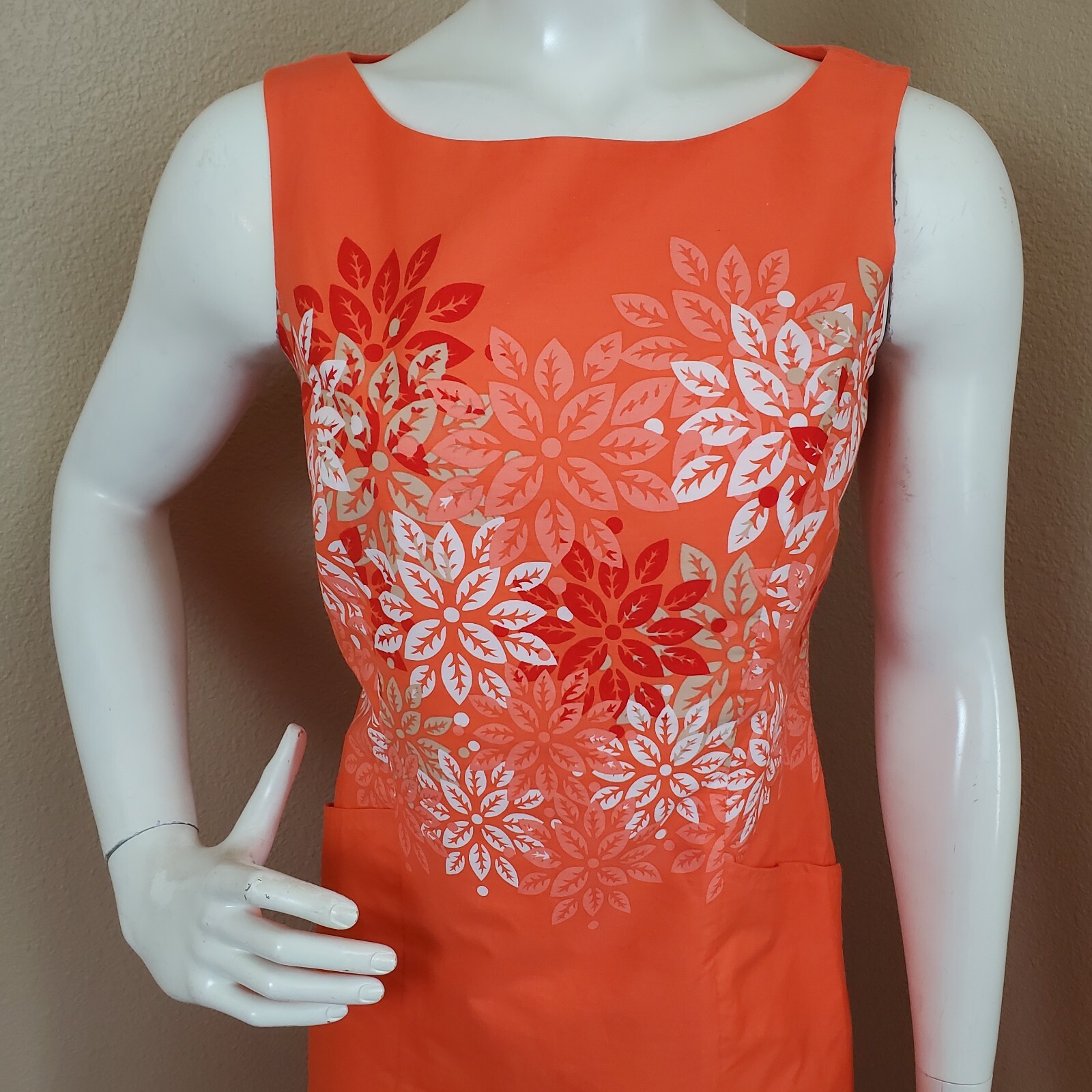 PENDLETON Orange Floral Lined Cotton Sleeveless D… - image 2