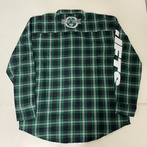 New York Jets FOCO Mens Flannel Plaid Long Sleeve Button Up Shirt Pocket - NWT - Picture 2 of 13