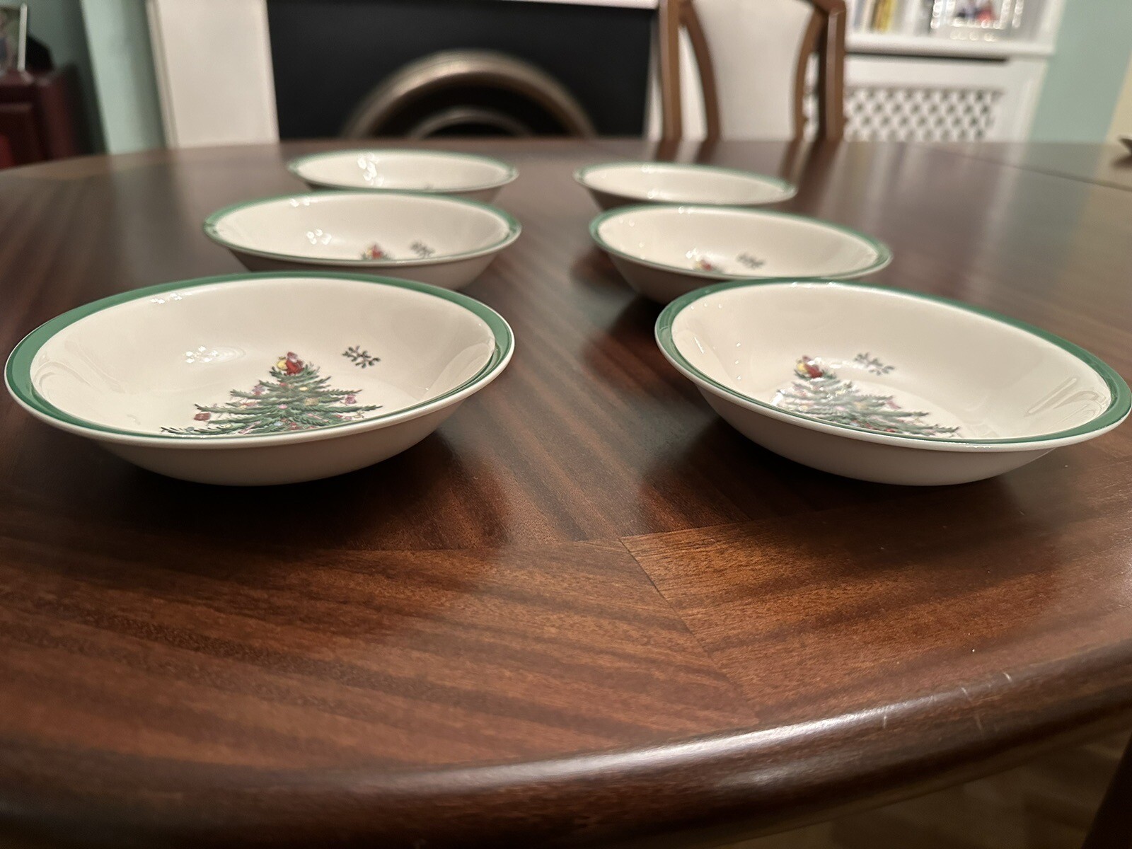 Set of 6 Spode Christmas Tree Cereal / Dessert Bowls 15.5cm / 6" Ex