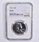 PF68 1957 Franklin Half Dollar 50c NGC Brown Lbl