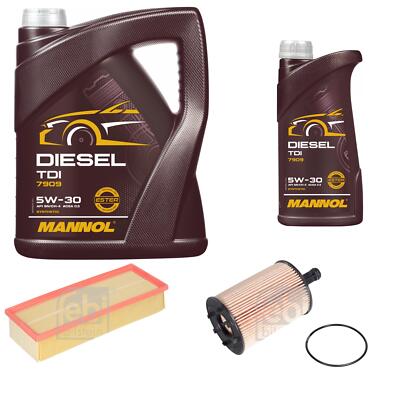 FEBI BILSTEIN Inspektionspaket 6L MANNOL Diesel TDI 5W-30 für VW Tiguan 5N_ 2.0