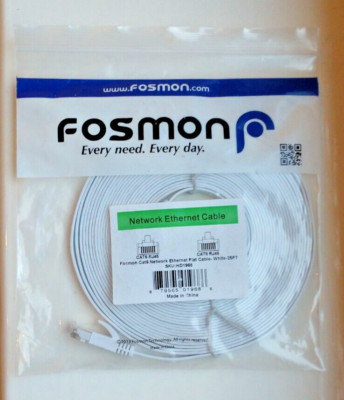 NETZWERK ETHERNET KABEL - FOSMAN - CAT6 RJ45 auf CAT6 RJ45 - 25ft 7,5m - WEISS
