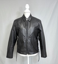 Vintage Hudson Leather Black Leather Zipper Motorcycle Jacket Biker Women's Sz.m