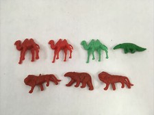Animal Figurines Plastic Vintage Toy Animals Camels Lions Mixed Set of 7