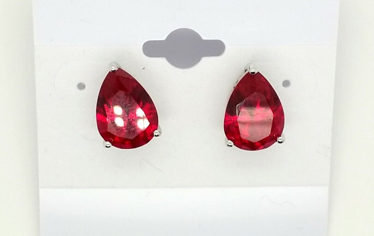 .925 Silver Created Pear Shaped Ruby Ring, Neckla… - image 5
