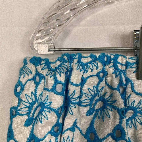 NWT Talbots Skirt Womens Sz 16W White Blue Linen Floral Embroidered Eyelet - Picture 6 of 12