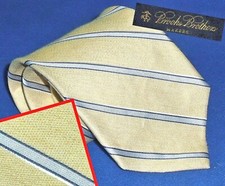 BROOKS BROTHERS NECK TIE LINEN/SILK MAKERS YELLOW BLUE REGENT STRIPE