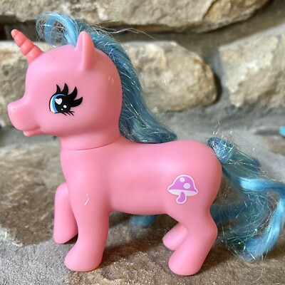 マイリトルポニー pony vintage Vintage My Little Pony Unicorn, Pink Mushroom Blue Hair, L