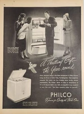 1947 Print Ad Philco Advance Design Refrigerators & Freezers Ladies & Salesman