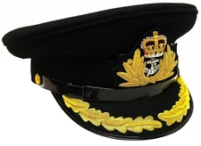UK Royal NAVY Officer Captain Black Hat British Britain Insignia by DEURA USA