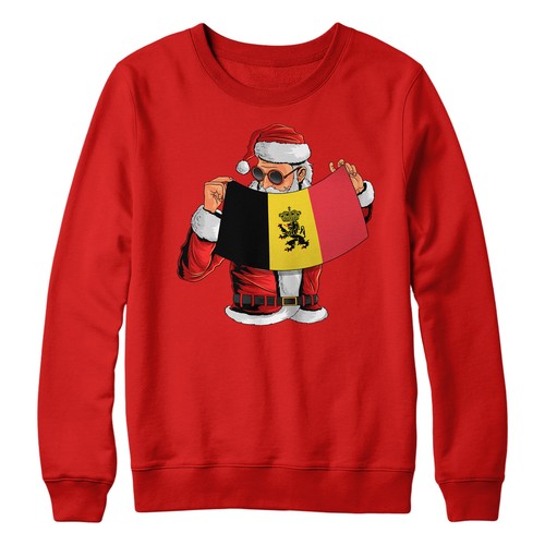 Santa Belgium Flag Sweatshirt Football Christmas Jumper Day Kids World Suppor... - Picture 5 of 13