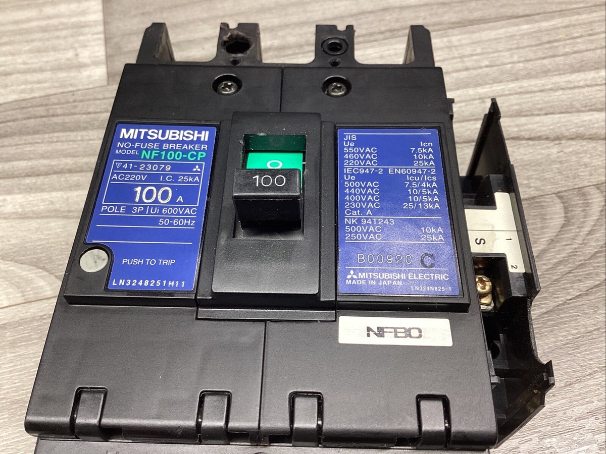 MITSUBISHI NF100-CP 3 Pole 100A 600V No-Fuse Circuit Breaker