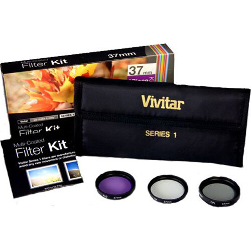Комплект фильтров Vivitar 37mm UV, поляризатор и FLD Deluxe (комплект из 3 + чехол для переноски)