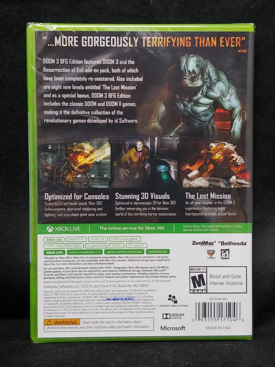 Jogo doom 3 bfg edition xbox 360 bethesda softworks