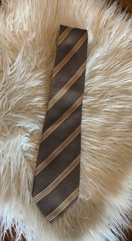 Bullock and Jones Hombre Corbata Cuello Rayas Dorado/Negro Foto 2 de 4