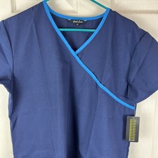 Just Love Scrub Top Womens Medium Blue Medical Uniform NWT