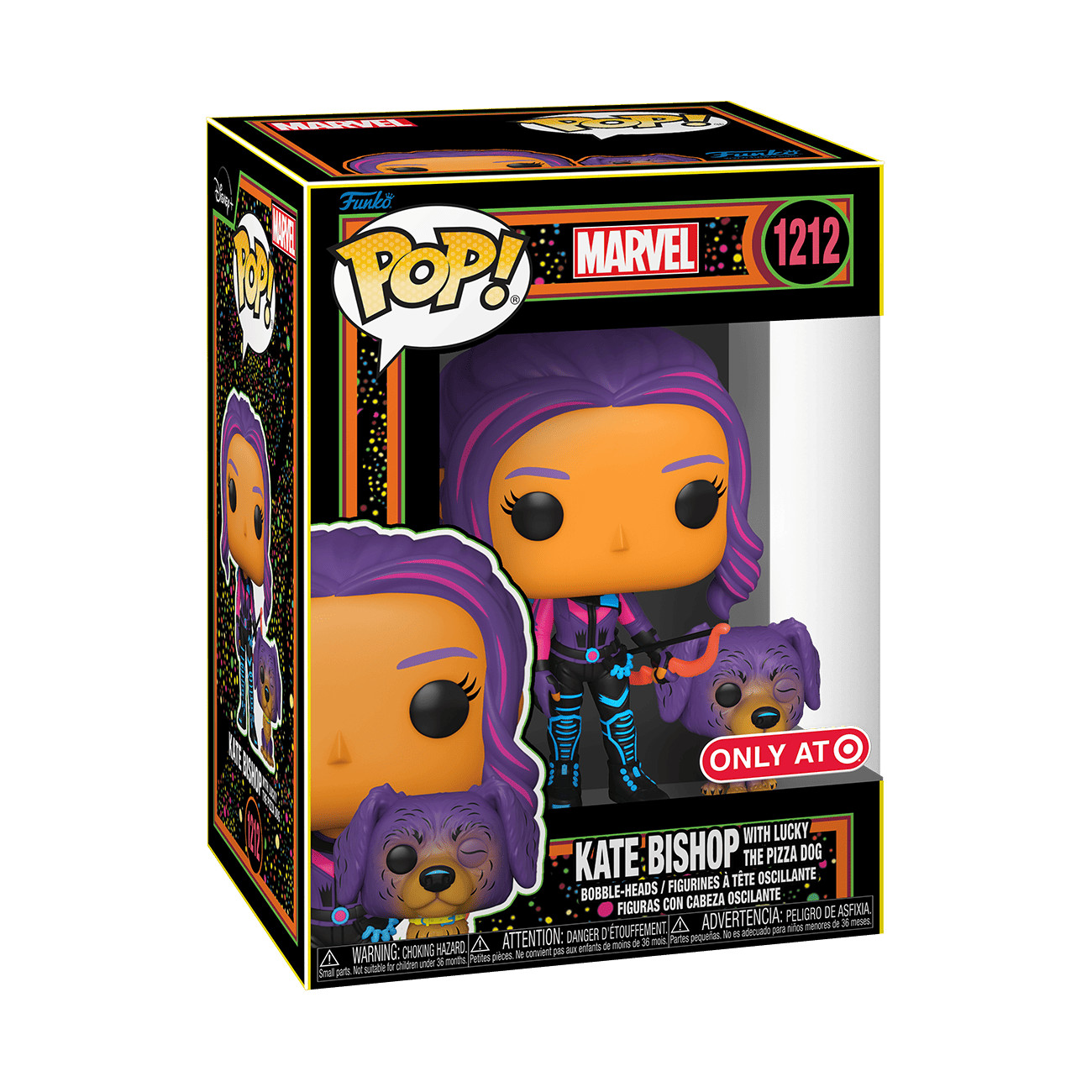 Funko Pop Marvel Black Light Kate Bishop with Lucky Target Exclusive