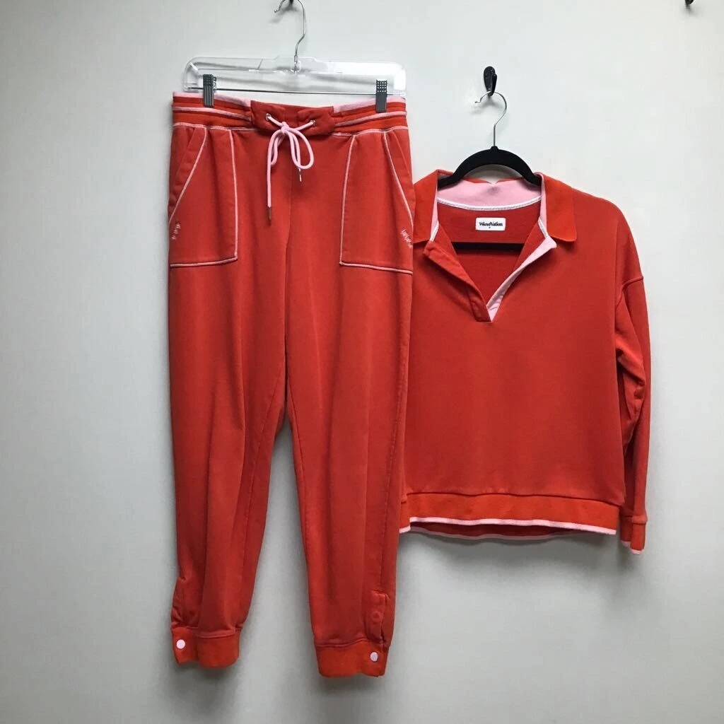Wknd Nation Womens Sweatsuit Set Multicolor Cropped Sweatshirt