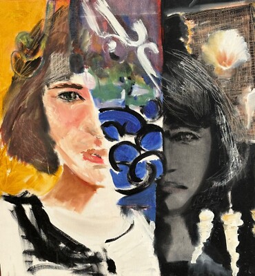 Sunshine Shadow Portrait original oil painting 24x24 inches Mary Hillier 1989