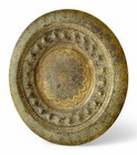 Vintage brass etched engraved plate Middle Eastern decorative wall 1950's INDIA