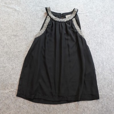 Vero Moda Top Women Large Black Beaded Halter Neck Sleeveless Embellished Blouse