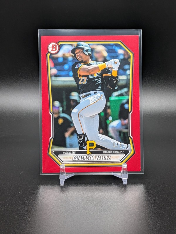 2026 Bowman ESMERLYN VALDEZ  RED Paper Parallel 5/5 #BP-76 PIRATES *Read*