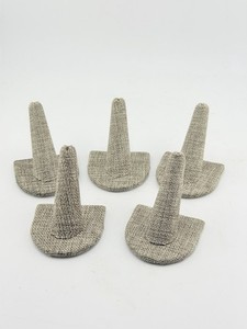 Ring Display Finger Single Lot Of 5 For Jewelry Showcase Stand Burlap Look