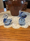 Vintage Pair Art Glass Murano Style Figurines Blue Swan And Duck