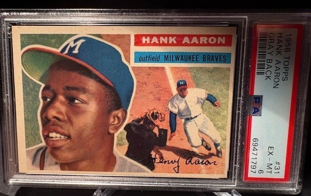 1956 TOPPS GRAY BACK HANK AARON CARD #31 PSA 6
