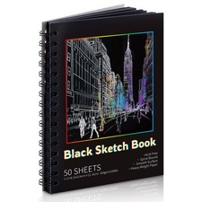 50 Sheets Black Paper Sketchbook, 108 lb/160gsm Heavyweight Black Sketch Pad ...