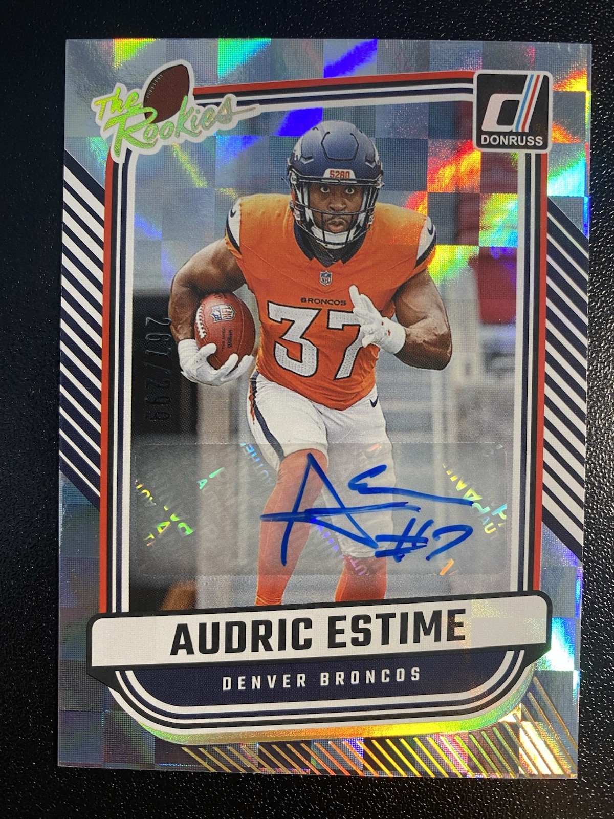Audric Estime 2024 Panini Donruss Football /299 RC Auto The Rookies #TR-33