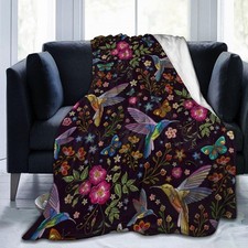 Hummingbird Gifts for Women Flower Throw Blanket Bird Gifts for Women Mom Gir...