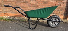 NEW STEEL WHEELBARROWS, 85 LITRE LOAD, POWDERED COATED , AIR TYRE, HAND GRIPS.