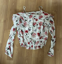 H&M Damen Bluse schulterfrei bauchfrei Langar...