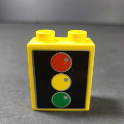Duplo Lego Printed Building Brick Block Stop Light Sign Red Green Orange Light