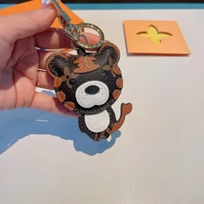 Luxury Designer Leather Animal Keychain Bag Charm Tiger Keyring with Gift Box