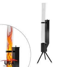 Black Wood Pellet Patio Heater Outdoor Fire Pit 58" Portable For Backyard Garden