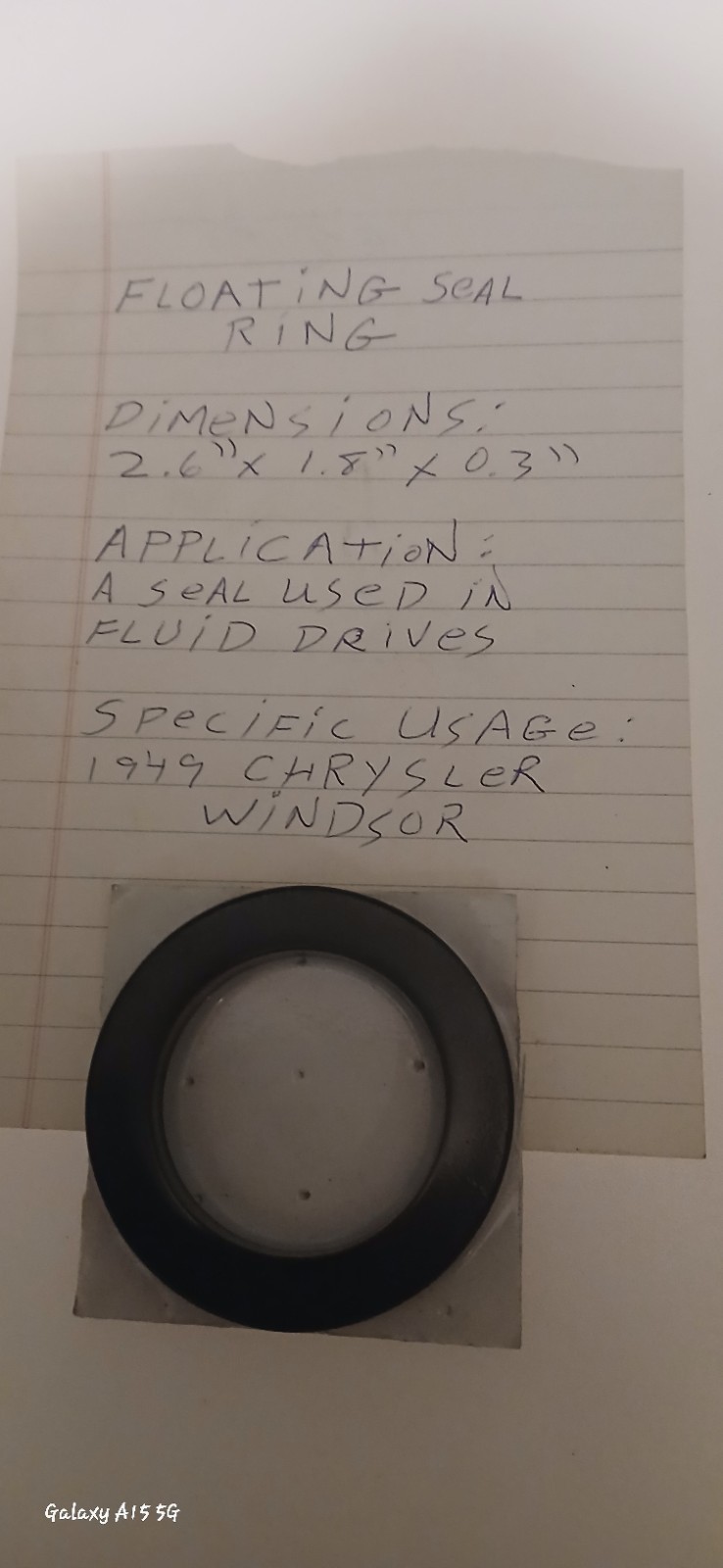 Floating seal ring or Ring, fluid drive, floating seal Chrysler part #1061 168 - Picture 1 of 3