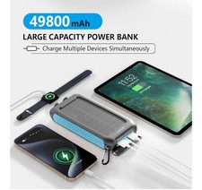 Solar Charger Power Bank 49800mAh Portable 15W Fast Charging Power Bank with...