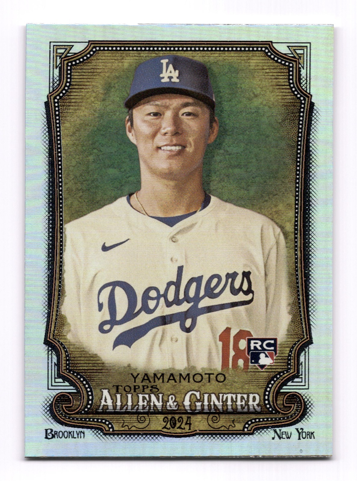 2024 Topps Allen & Ginter #201 Yoshinobu Yamamoto RC Rookie Card Silver Portrait