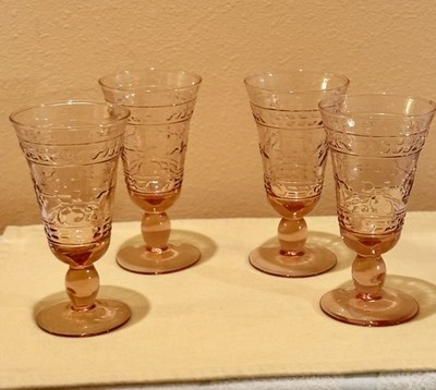 Vintage Set If 4 Mikasa Studio Nova Adirondack Southwest Pink Water Goblets