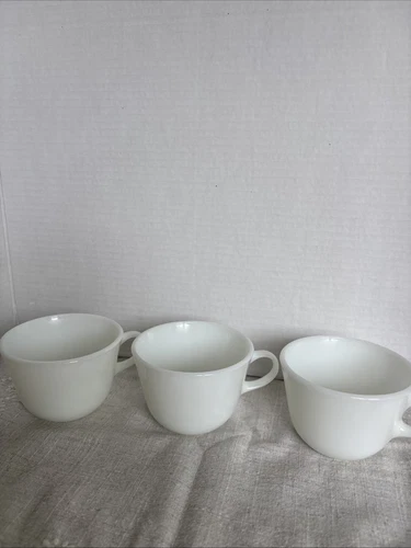 3 Vintage PYREX Corning USA White Milk Glass 8 OZ Coffee Cups Set Of 3