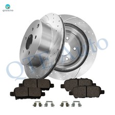 6 Rear Drilled Brake Rotors 308-Ceramic Brake Pad To 2015 2017 2018 Infiniti Q50