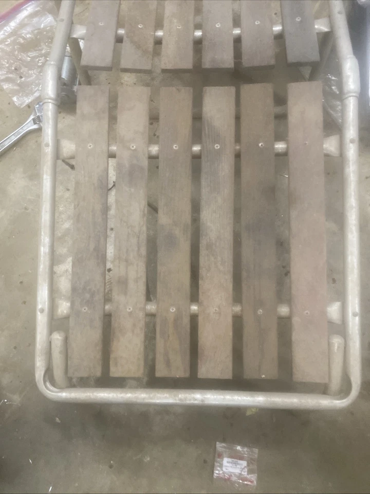 Chaisejón reclinable vintage de secuoya césped playa sillón marco de aluminio decoración Foto 2 de 4