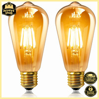 E27 LED GlüHbirne 6W ST64 Vintage Bernstein Glas Warmweiß 2200K 600LM 2 StüCk