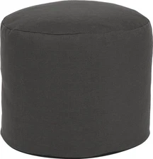 Tall Pouf Ottoman in Sterling Charcoal Fabric