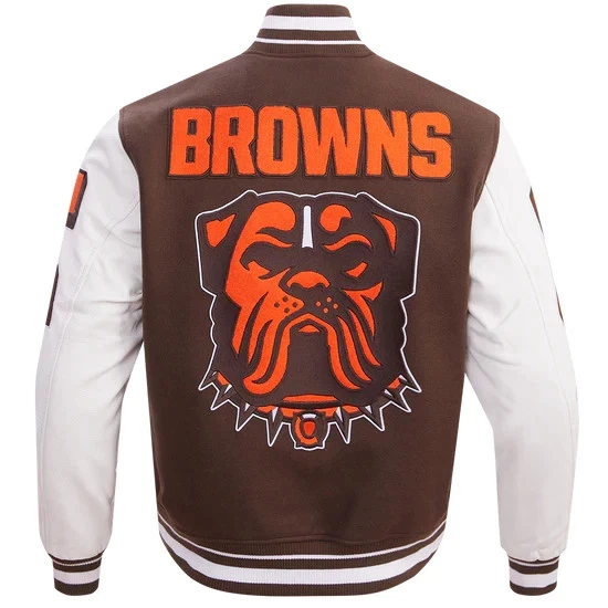Cleveland Browns Brown Wool  Sleeves Men's Varsity Jacket