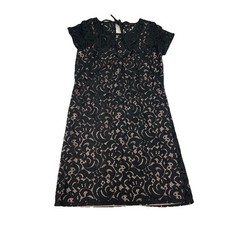 Ann Taylor LOFT Lace Dress Size 00 Black Short Sleeve Lined Shift Party Cocktail