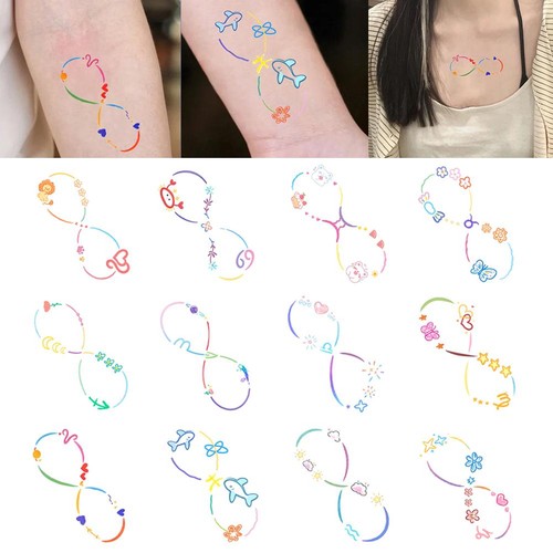 Adesivi Tatuaggi Colorati Con Dodici Segni, Impermeabili Lunga Durata e X0W6