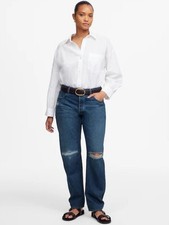 Madewell The Dean Easy Straight Crop Jeans Size 30 Mid Blue Wash New